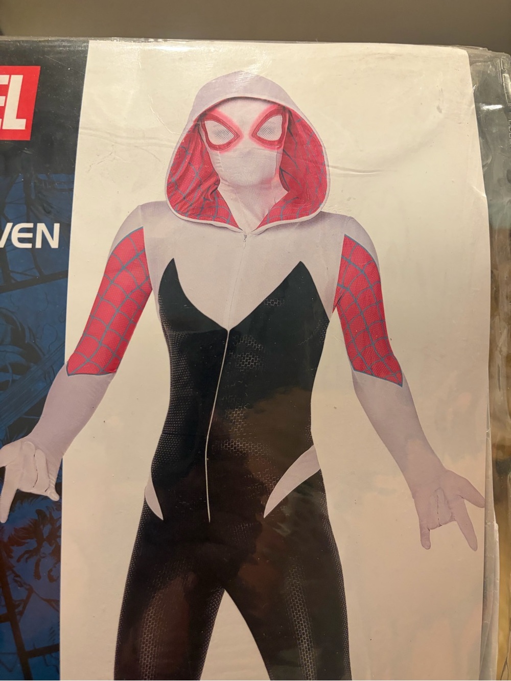 Spider-Gwen- Spirit Halloween Costume -Hooded Jumpsuit NWT small - Picture 4 of 5